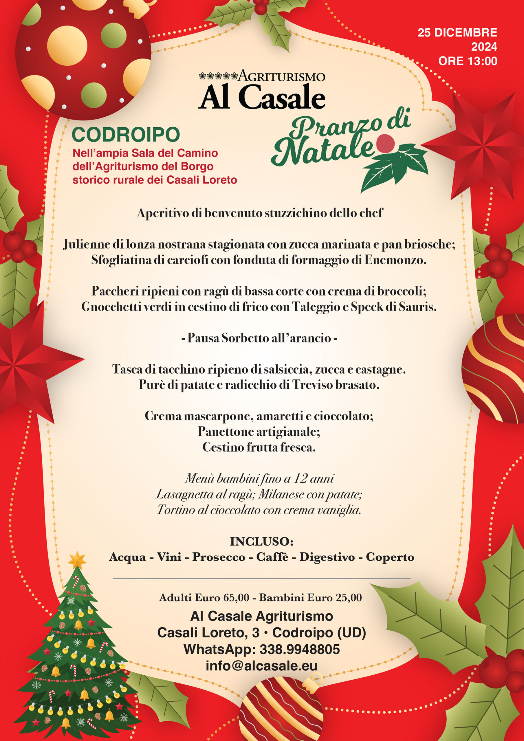 Menu Natale Casale 2024 scaled Menù Pranzo di Natale 2024   Agriturismo Al Casale Codroipo